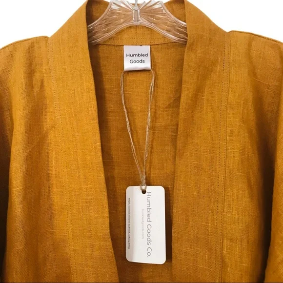 Gold Linen Kimono, Golden Yellow - Picture 4 of 8